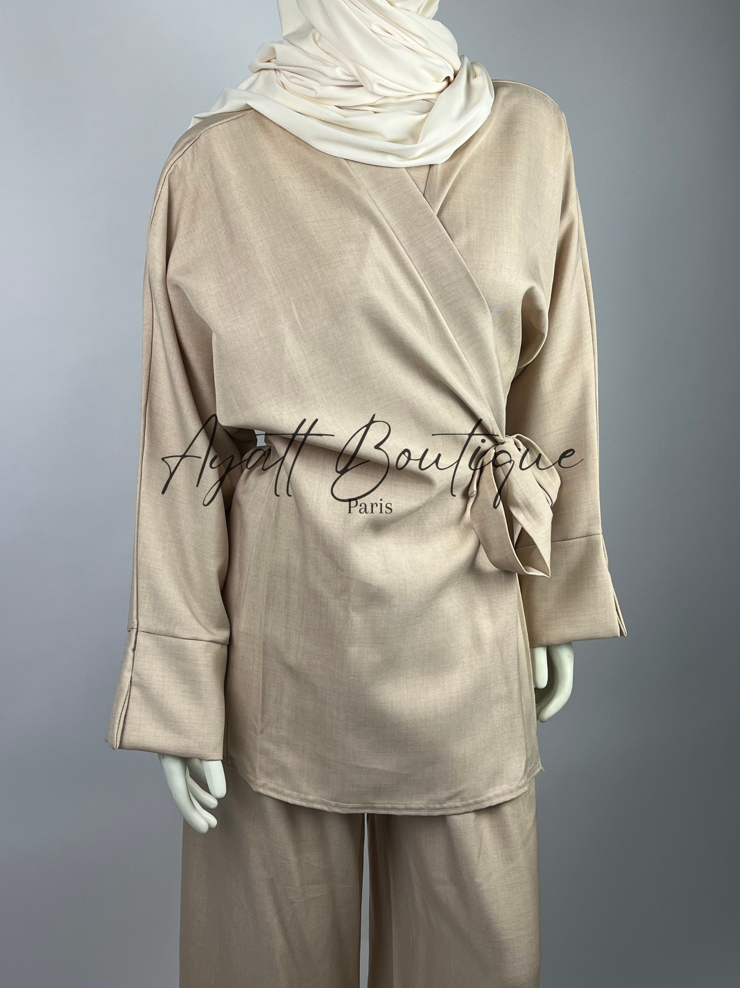 ABAYA 2 PIECES NAWEL CREME (PANTALON)