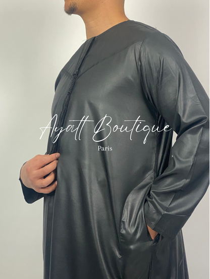 QAMIS KARIM NOIR (AVEC PANTALON) Ayattboutique