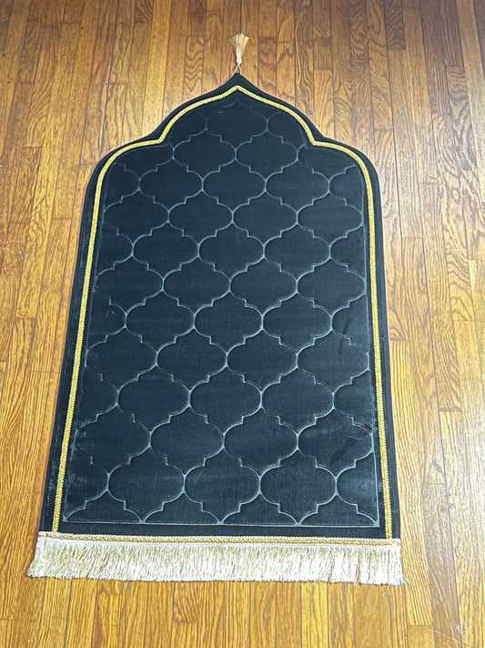 Tapis de prière épais en flanelle molletonné noir