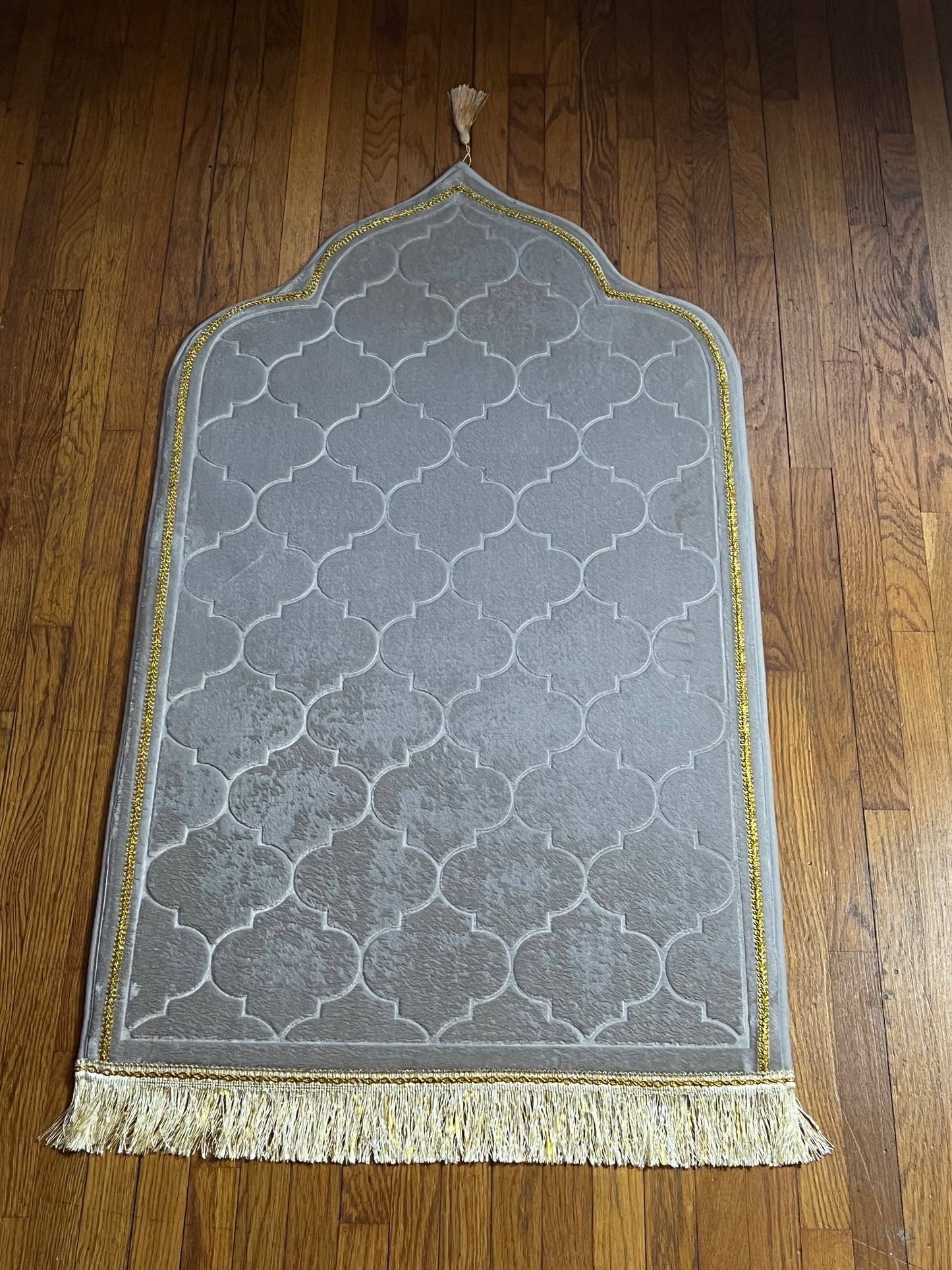 Tapis de prière épais en flanelle molletonné gris