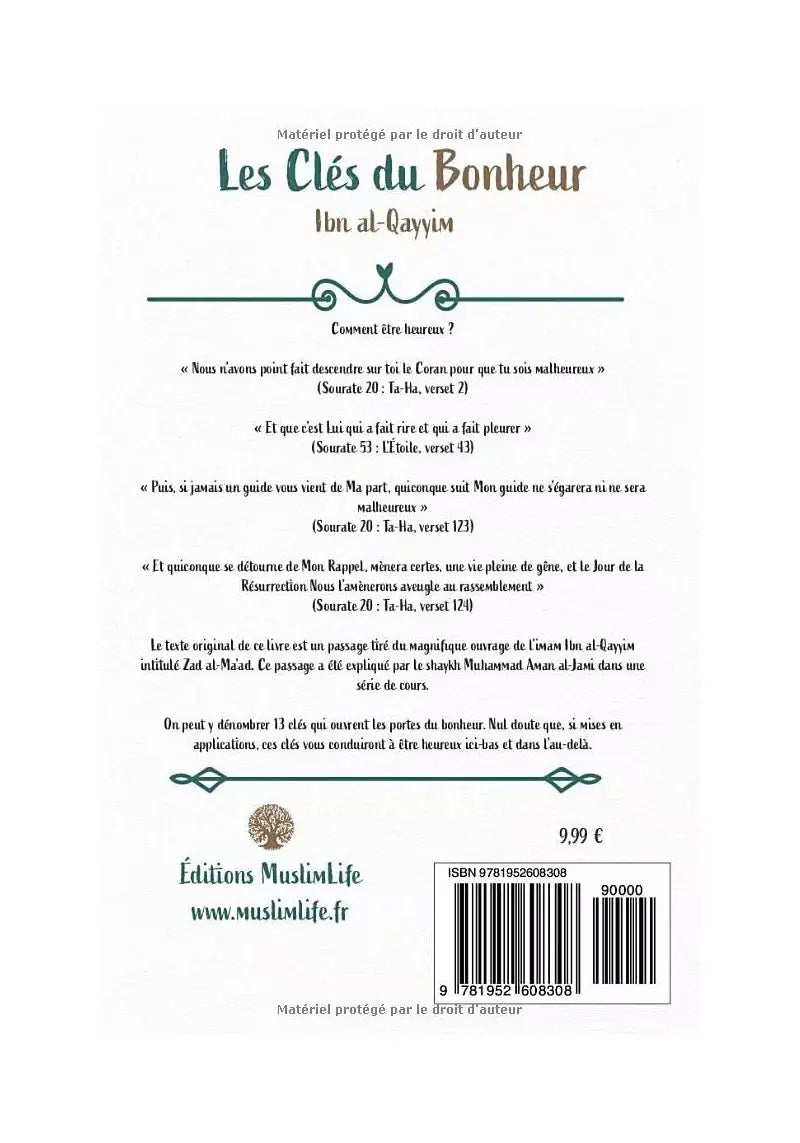 Les clés du bonheur - Ibn Al-Qayyim - MuslimLife Ayattboutique