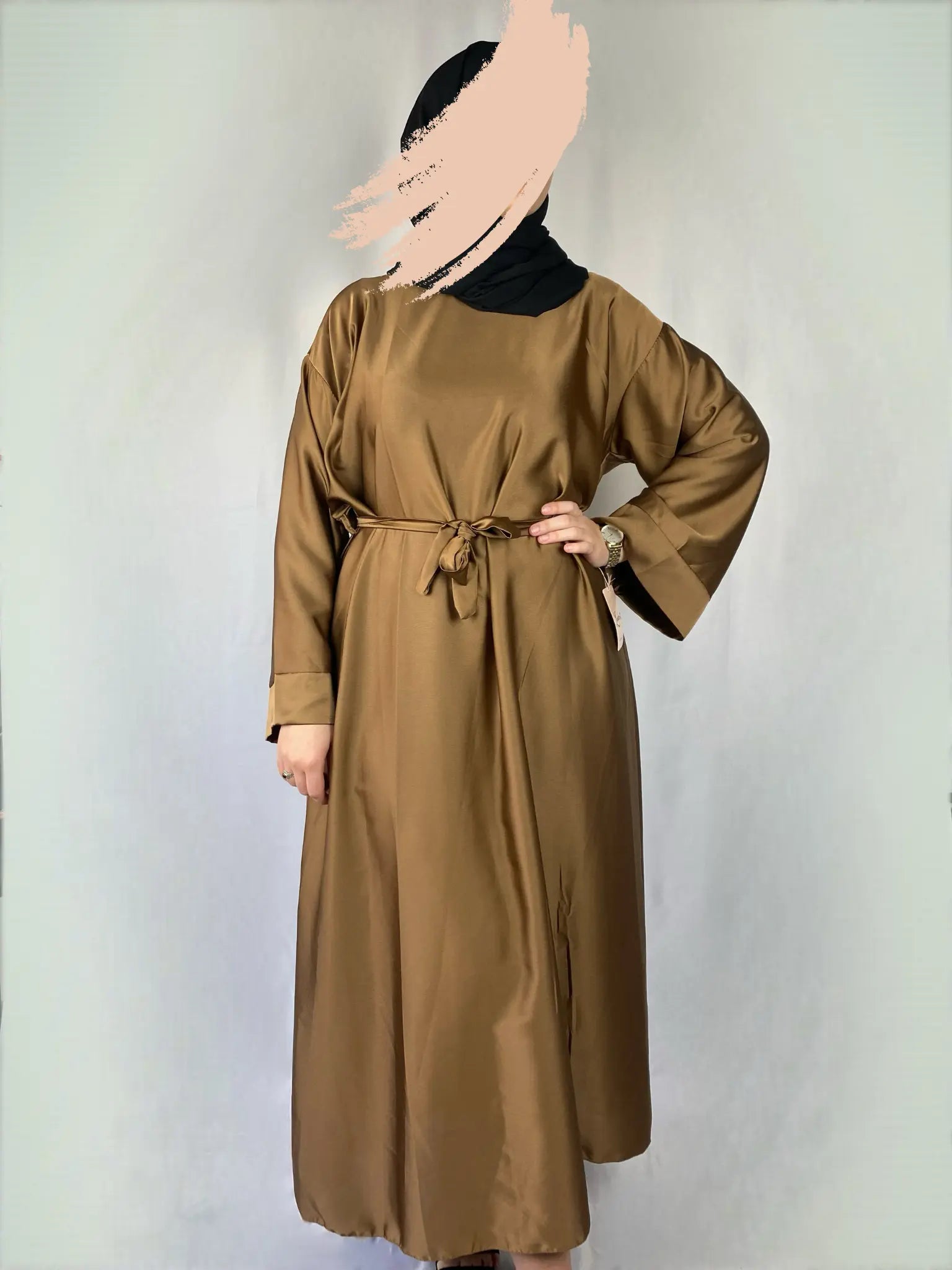 ABAYA SARAH MARRON GLACE Ayattboutique