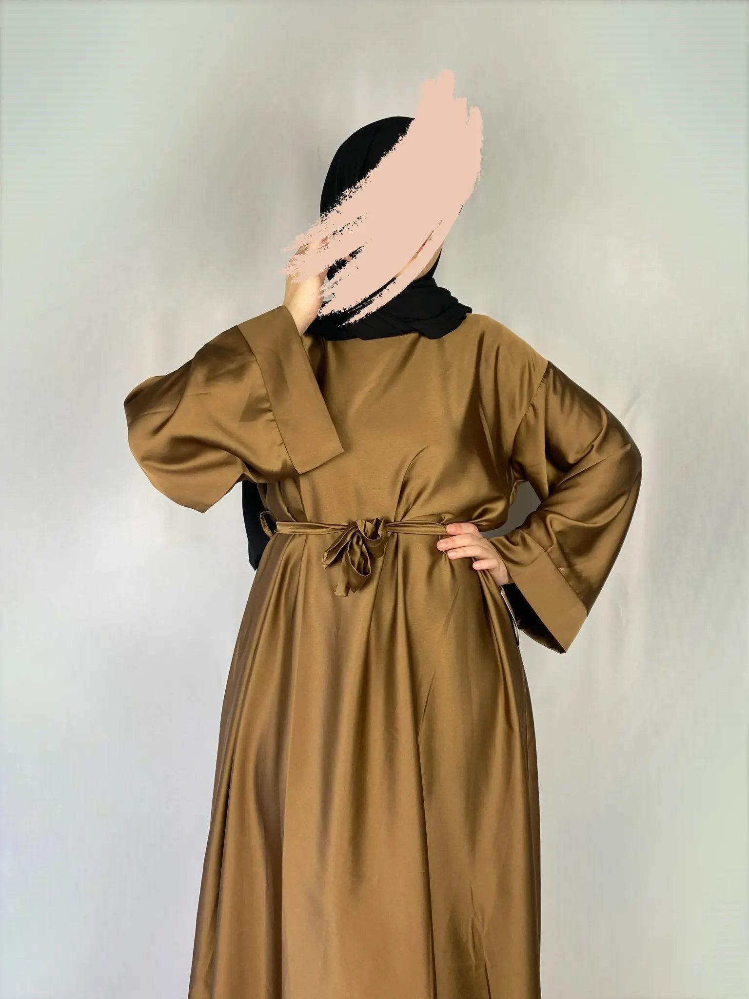 ABAYA SARAH MARRON GLACE Ayattboutique