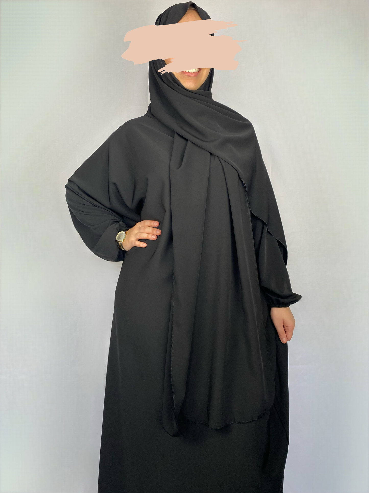 ABAYA SOIE DE MEDINE HIJAB INTEGRE NOIR Ayattboutique