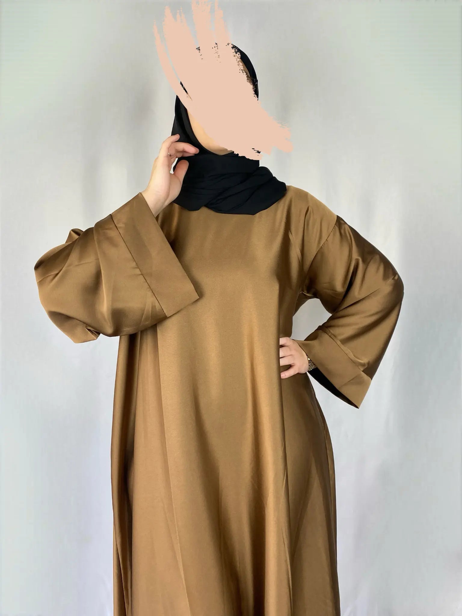 ABAYA SARAH MARRON GLACE Ayattboutique