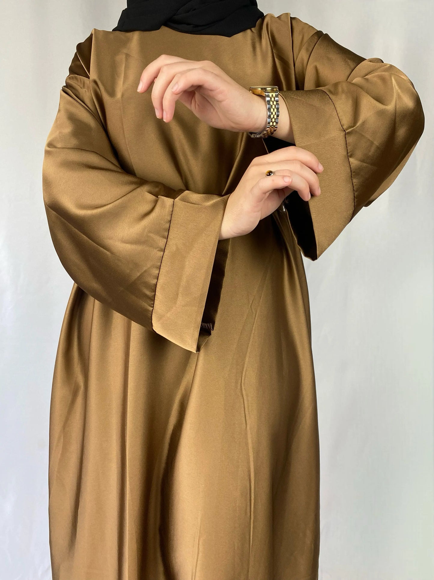 ABAYA SARAH MARRON GLACE Ayattboutique