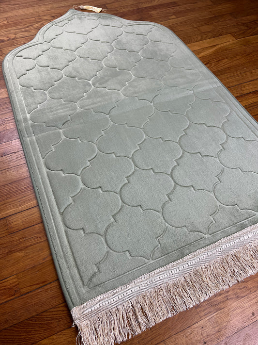 Tapis de prière épais en flanelle molletonné vert Ayattboutique