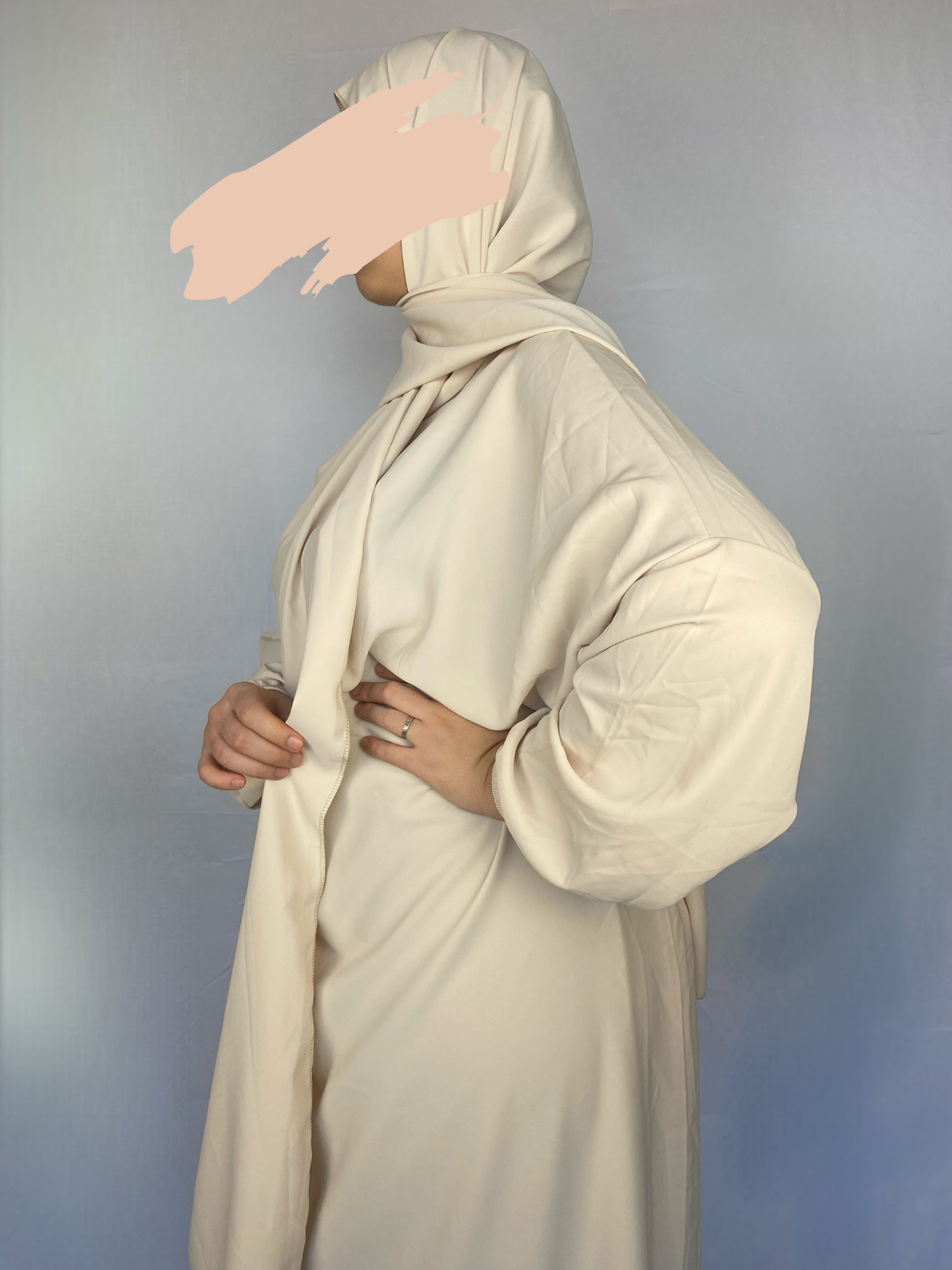 ABAYA SOIE DE MEDINE HIJAB INTEGRE BLANC CASSE Ayattboutique