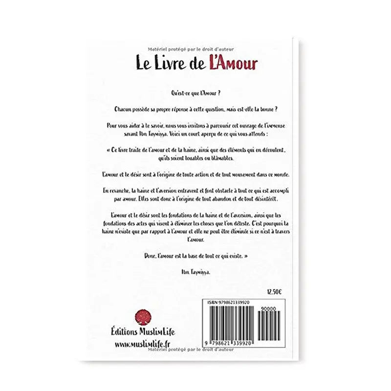 LE LIVRE DE L'AMOUR - IBN TAYMIYYA Ayattboutique